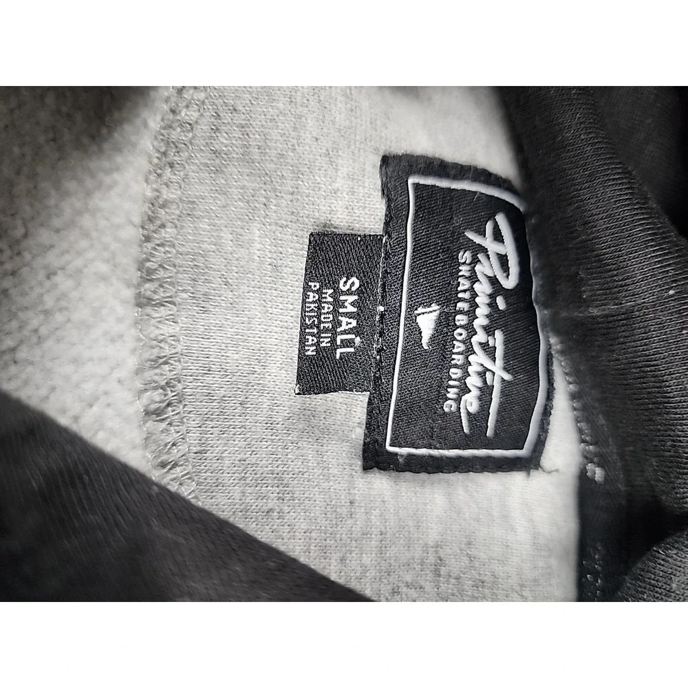 Primitive Skateboarding Gray Black Hoodie Small Streetwear Skate Logo Pullover S